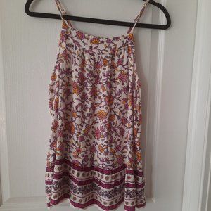Old Navy Pink and Yellow Floral Adjustable Tank Top